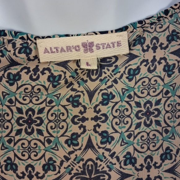 Altar'd State Black and Teal Patterned Tunic - Picture 3 of 5